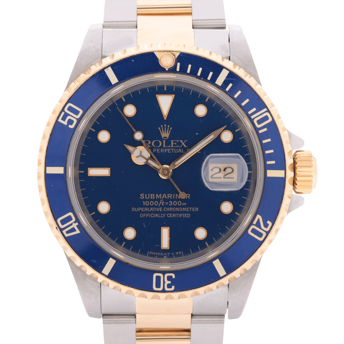 Rolex Submariner 18K Yellow Gold Automatic Blue Dial 16613 SS×YG AT